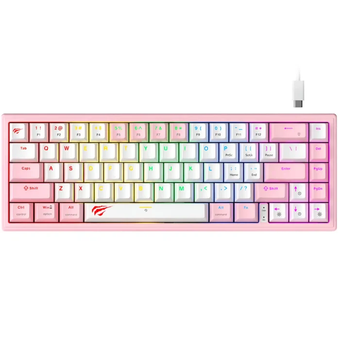 TECLADO MECÁNICO GAMER HAVIT GAMENOTE KB874L ROSA