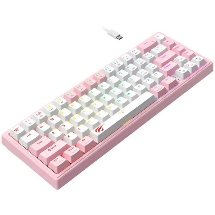 TECLADO MECÁNICO GAMER HAVIT GAMENOTE KB874L ROSA