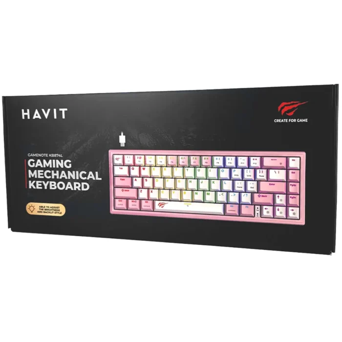 TECLADO MECÁNICO GAMER HAVIT GAMENOTE KB874L ROSA