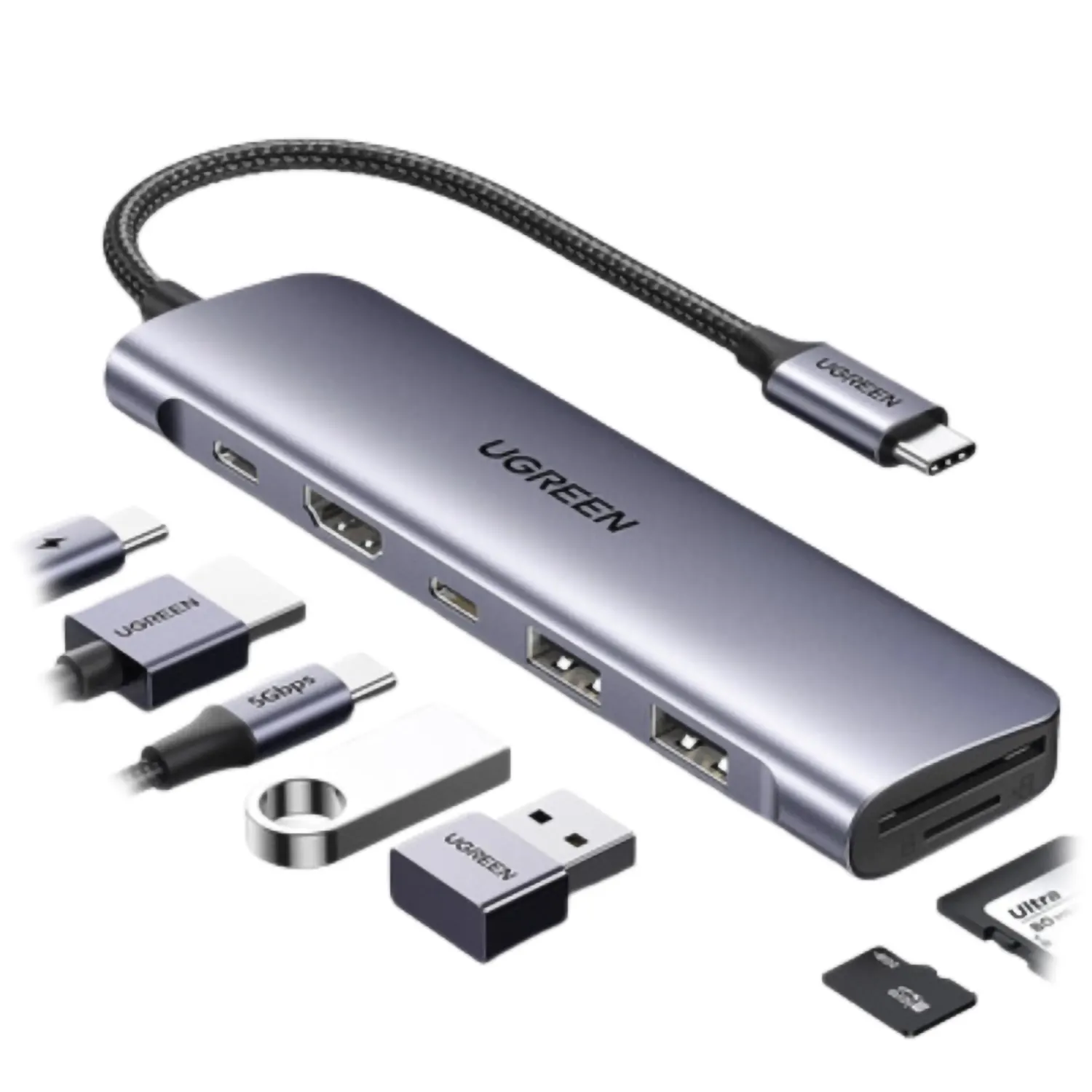 HUB UGREEN 15214 USB C A X2 USB C + HDMI + 2 USB + TF SD CARD (5) HUB UGREEN 15214 USB C A X2 USB C + HDMI + 2 USB + TF SD CARD (5)