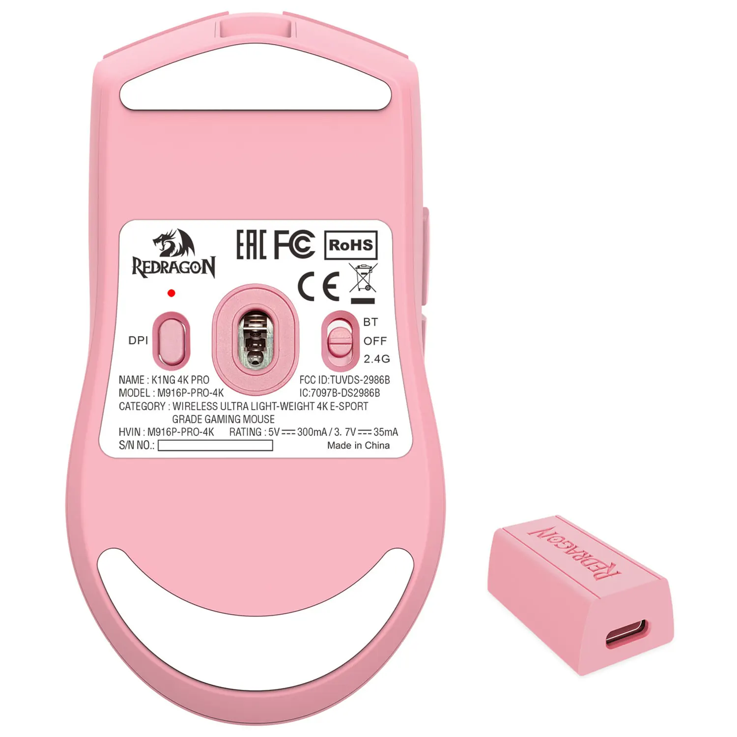 MOUSE GAMER INALAMBRIO RED DRAGON MS916 PRO 1K PINK 9 MOUSE GAMER INALAMBRIO RED DRAGON MS916 PRO 1K PINK