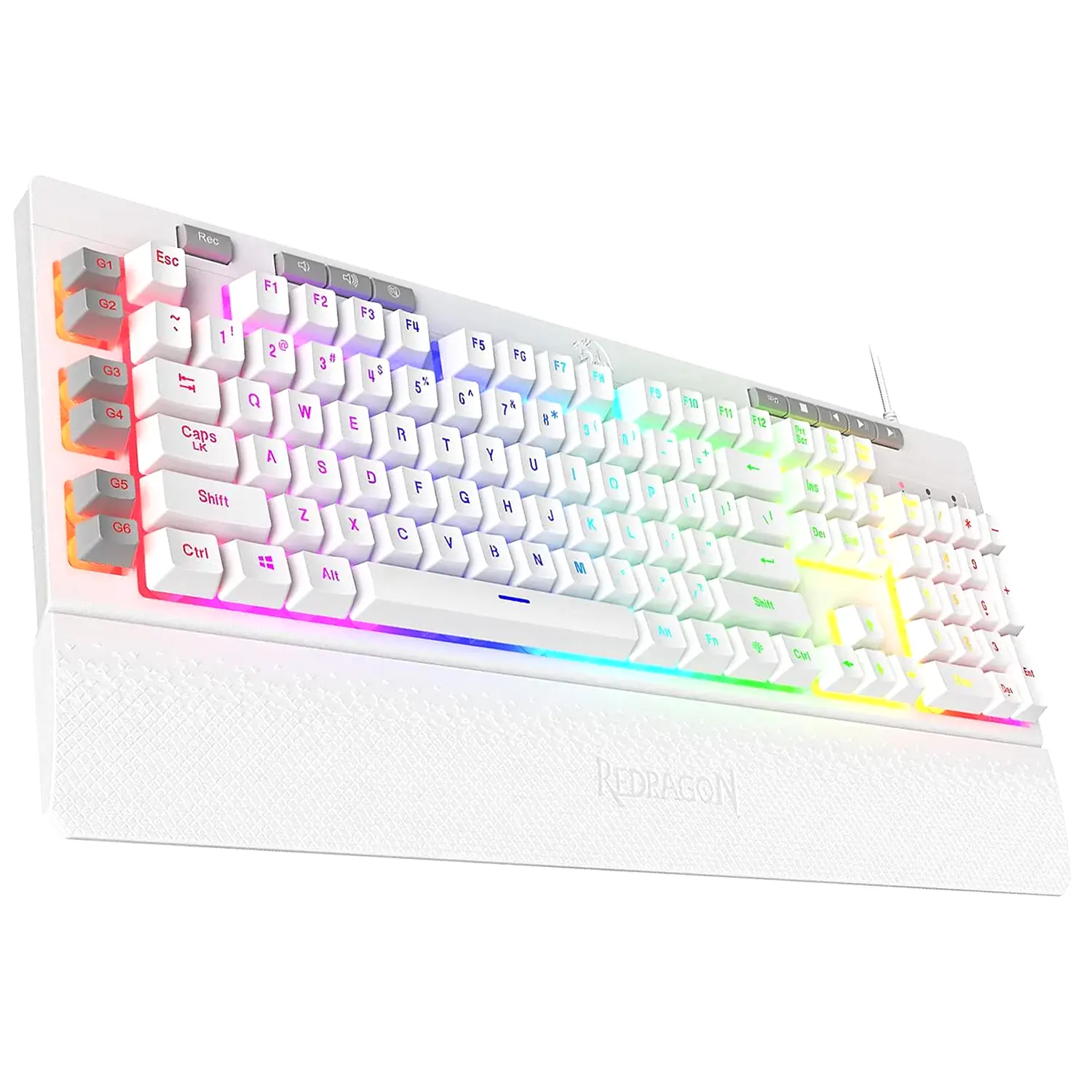 TECLADO GAMER REDRAGON K512W RGB1 SP SHIVA BLANCO 00 TECLADO GAMER REDRAGON K512W RGB1 SP SHIVA BLANCO