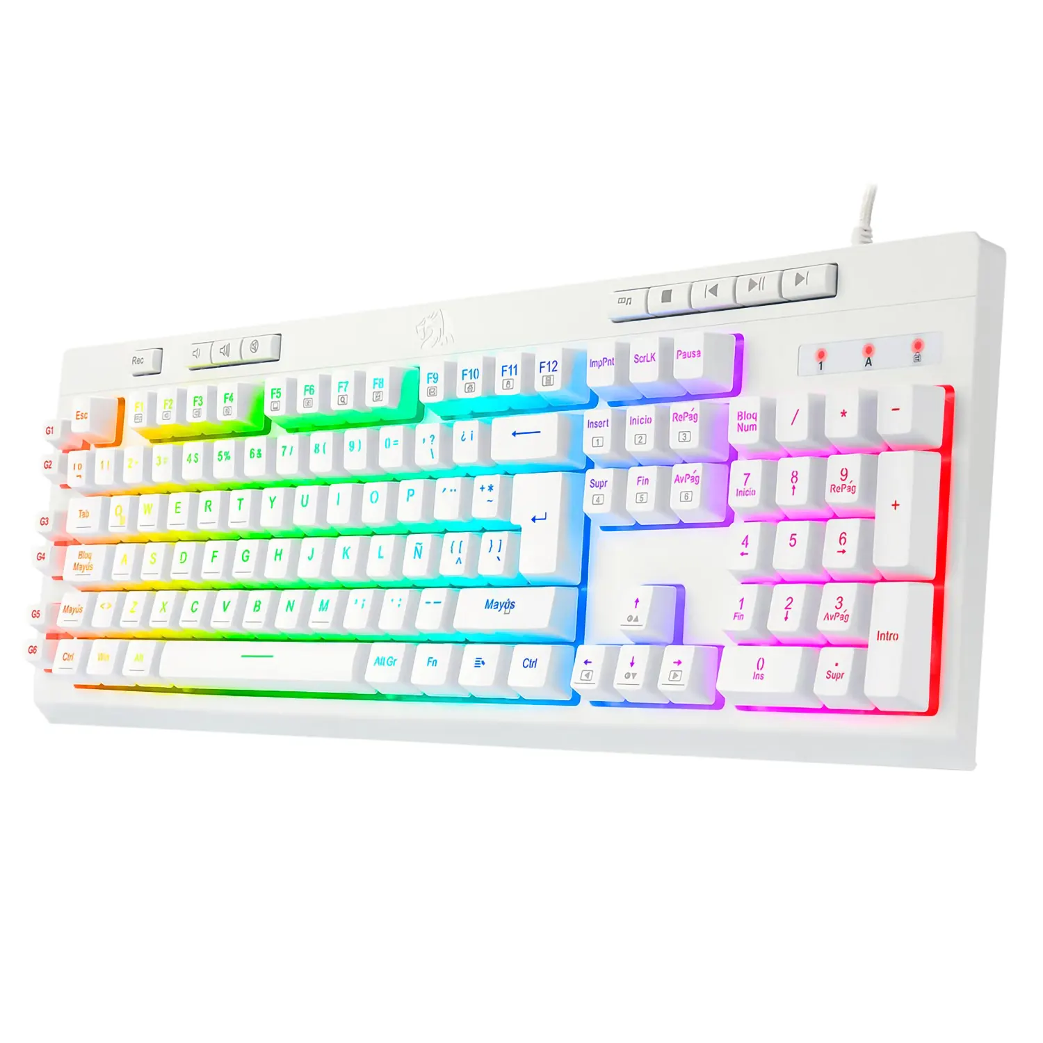 TECLADO GAMER REDRAGON K512W RGB1 SP SHIVA BLANCO 1 TECLADO GAMER REDRAGON K512W RGB1 SP SHIVA BLANCO
