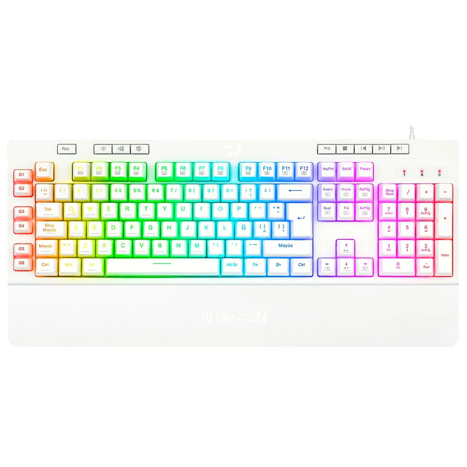 TECLADO GAMER REDRAGON K512W RGB1 SP SHIVA BLANCO TECLADO GAMER REDRAGON K512W RGB1 SP SHIVA BLANCO