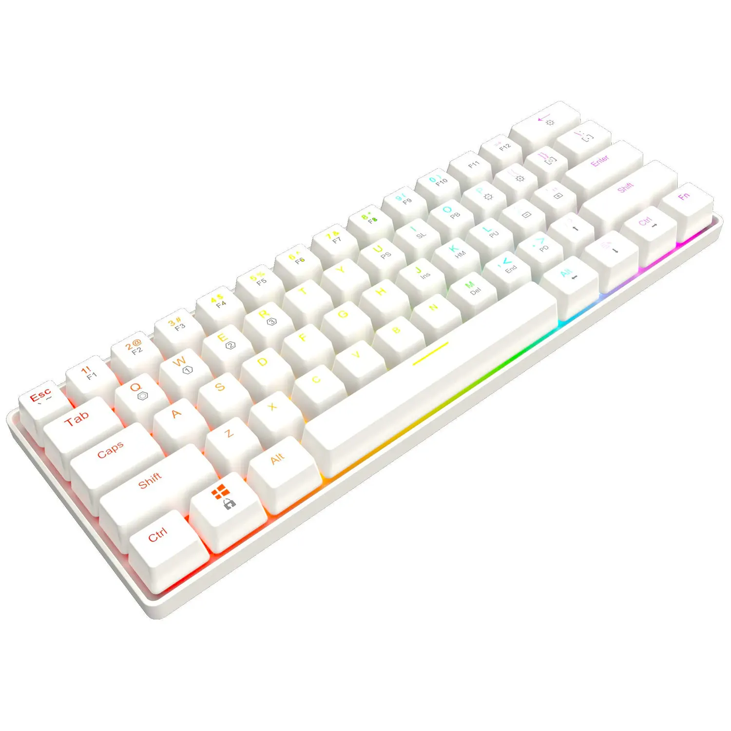TECLADO MECANICO GAMER 60% H61K RGB BLANCO TECLADO MECANICO GAMER 60% H61K RGB BLANCO