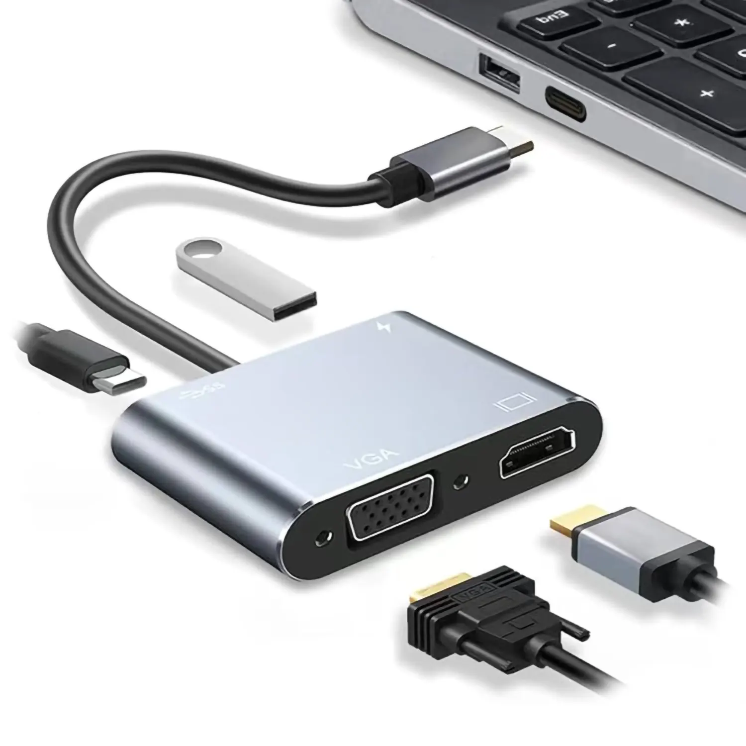 ADAPTADOR USB-C A HDMI + USB-A + VGA + USB-C 5