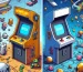 Comparative image of a pixelated arcade game transitioning to virtual reality games